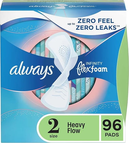 Always Infinity Feminine Pads for Women, 2 Regular, 96c