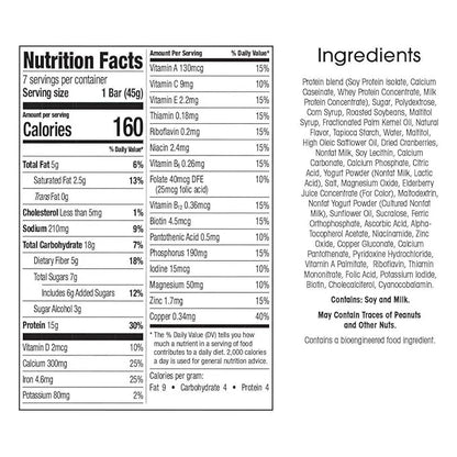 WonderSlim Meal Replacement Bar, Double Berry, 15g Protein, 20 Vitamins & Minerals, Gluten Free (7ct) - Product Image