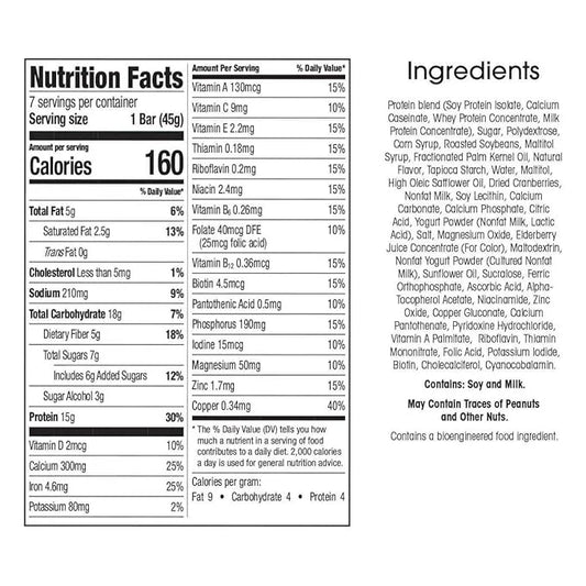 WonderSlim Meal Replacement Bar, Double Berry, 15g Protein, 20 Vitamins & Minerals, Gluten Free (7ct) - Product Image