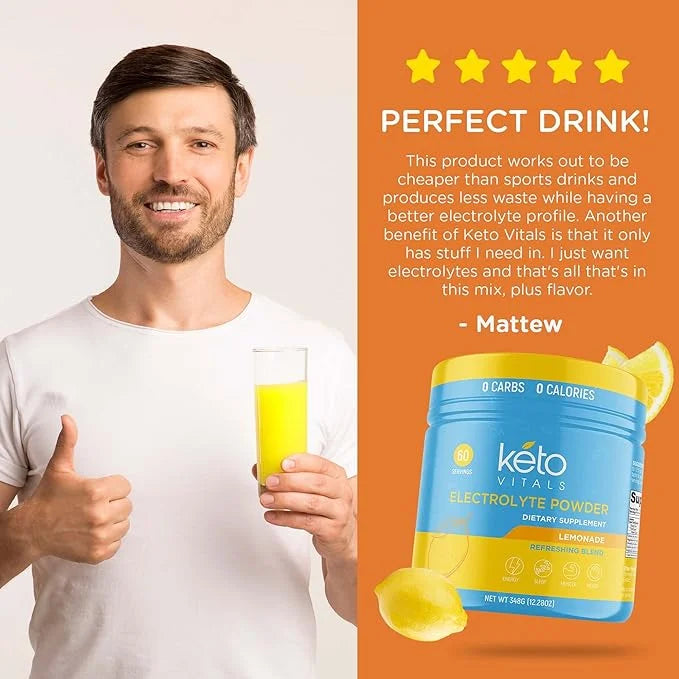 Keto Vitals Electrolytes Powder | Keto-Friendly Electrolytes with Potassium, Magnesium, Sodium, Calcium | Keto Electrolyte...
