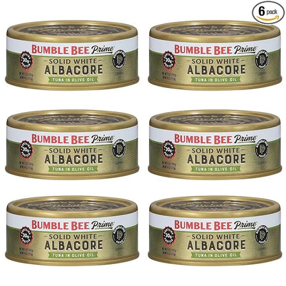 Bumble Bee Prime Solid White Albacore Tuna in Olive Oil, 5 oz Can - Premium Wild Caught Tuna - 30g Protein per Serving - N...