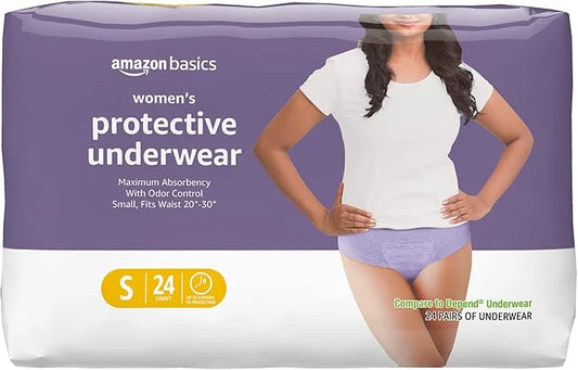 Amazon Basics Women's Protective Underwear, Incontinence 24 Count, (1 Pack 24)