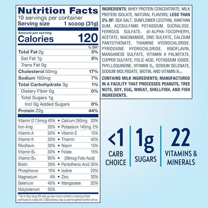 Glucerna Hunger Smart Powder, Diabetic Drink to Support Blood Sugar Management, 22g Protein, 130 Calories, Classic Vanilla...