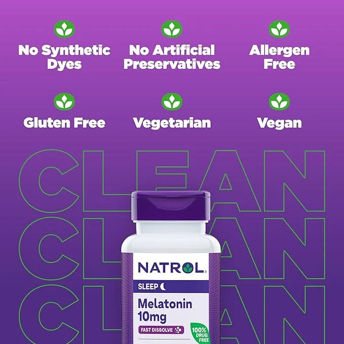 Natrol Fast Dissolve Melatonin 10 mg, Melatonin Supplements for Restful Sleep, Sleep Support for Adults, 75 Strawberry-Fla...