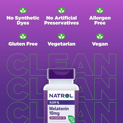 Natrol Fast Dissolve Melatonin 10 mg, Melatonin Supplements for Restful Sleep, Sleep Support for Adults, 75 Strawberry-Fla...