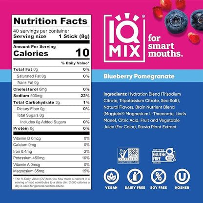 IQMIX Sugar Free Electrolytes Powder Packets - Hydration Supplement Drink Mix with Keto Electrolytes, Lions Mane, Magnesiu...