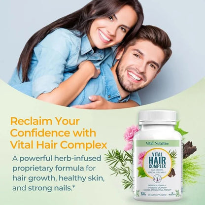 Vital Hair Complex – Biotin & Vitamin B Hair Vitamins for Women & Men – Supports Healthy Hair, Skin & Nails – Hormone-Free...