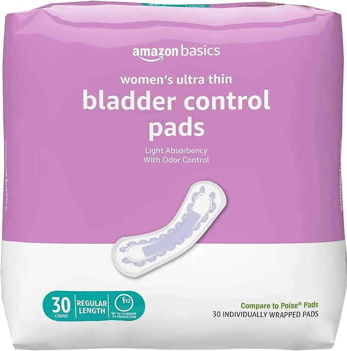 Amazon Basics Women's Incontinence Pads, Bladder 30 Count, (1 Pack 30)