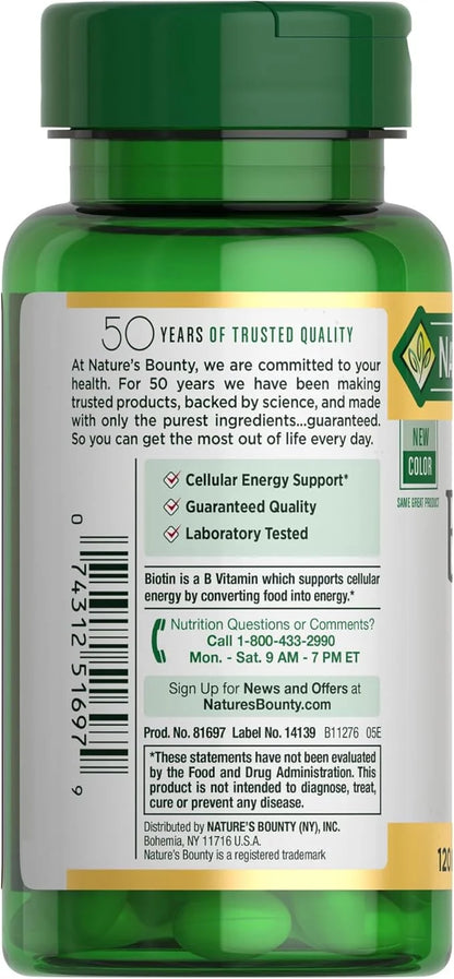 Nature's Bounty Biotin, Supports Healthy Hair, 10,000 mcg, 120 Ct