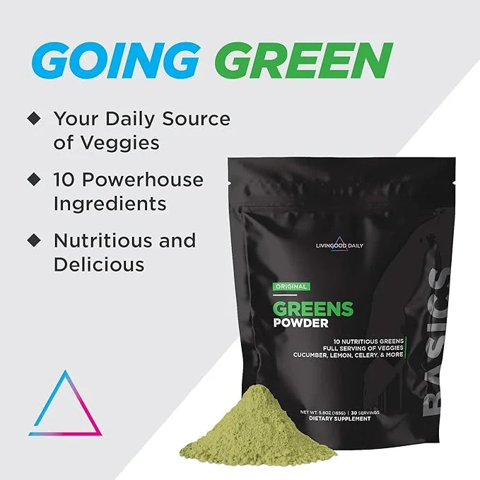 Livingood Daily Greens Powder (Original) - Green Juice Powder Supplement with Spirulina, Chlorella, Broccoli, Spinach for ...