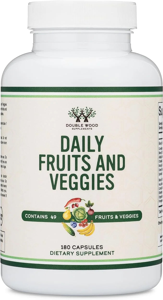 Fruits and Veggies Supplement (Daily Blend 49 Different 23 Veggies 29 Fruits) 1,500mg Servings, 180 Capsules
