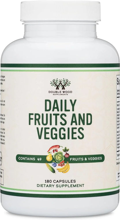 Fruits and Veggies Supplement (Daily Blend 49 Different 23 Veggies 29 Fruits) 1,500mg Servings, 180 Capsules