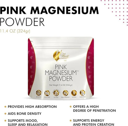 Coco March Pink Magnesium Powder - Promotes Sleep, Relaxation and Healthy Brain Function, Strawberry Flavor - Free from: G...