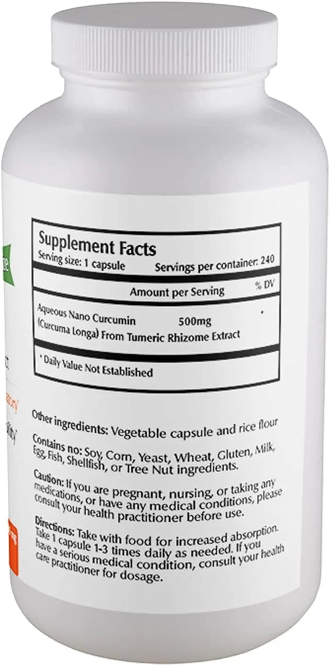 Nano Curcumin Capsules — 500 mg 240 Veggie 8 Months