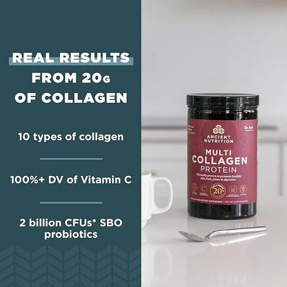 Ancient Nutrition Collagen Powder Protein with Probiotics, Multi Collagen Protein, Unflavored, 60 Servings, Hydrolyzed Col...