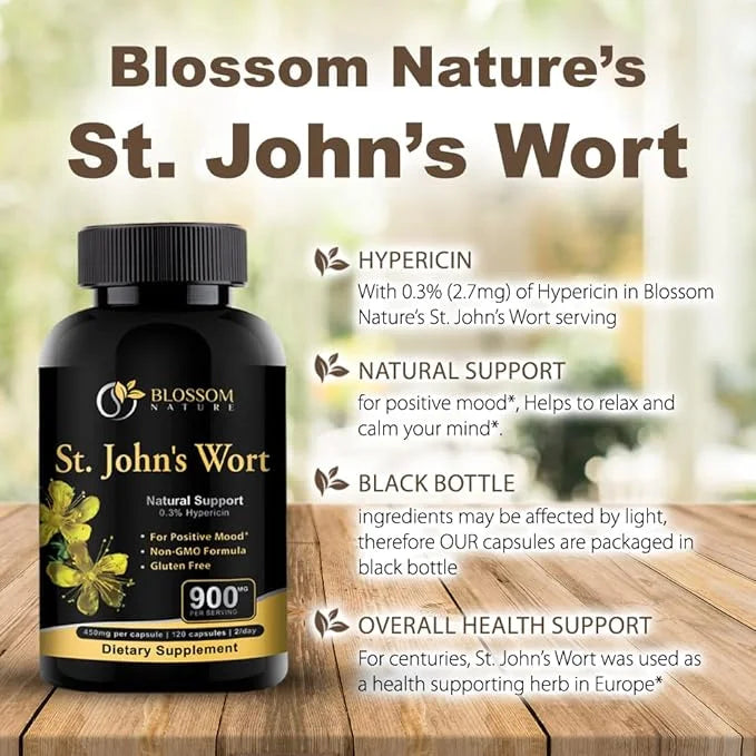 St Johns Wort 900mg-Mood Support Supplement*-Calm Supplements*-120 Vegetable Capsules(2 Month Supply),450mg of Perforatum)...