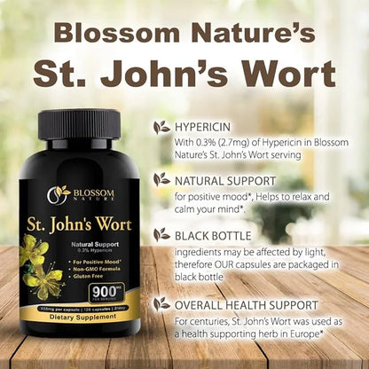 St Johns Wort 900mg-Mood Support Supplement*-Calm Supplements*-120 Vegetable Capsules(2 Month Supply),450mg of Perforatum)...