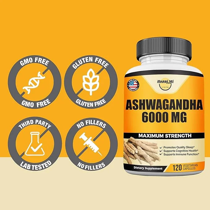 Ashwagandha Root Extract 6000mg per Serving, 120 Vegan 60 Servings