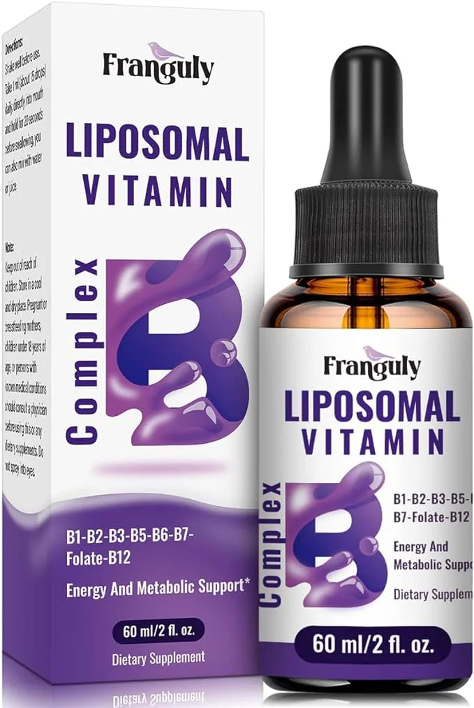 Liposomal Vitamin B Complex Liquid Sublingual B12,B1, B2, B2, B3, B3, B5, B5, B6,Folate,Biotin B6,Folate,Biotin for Suppor...