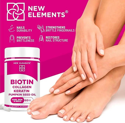 Biotin Supplement 10000mcg with Collagen Peptides Keratin and Pumpkin Seed Oil for Hair Skin and Nails | Hair Growth Suppl...