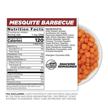 Twin Peaks Low Carb, Keto Friendly Protein Puffs, Mesquite Barbecue (300g, 21g Protein, 2g Carbs) - Product Image