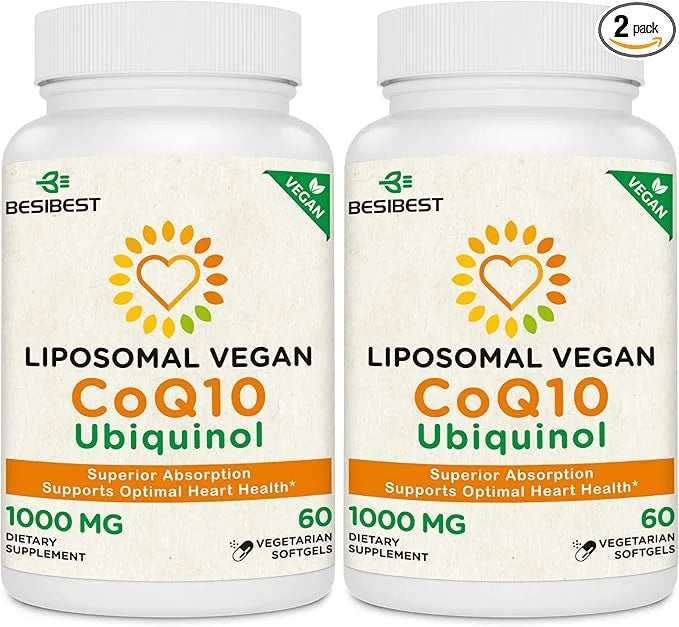 1000mg Liposomal CoQ10 Ubiquinol, 120 Vegan CoQ10 Supplement, Q10 for