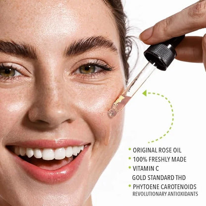 Squalane + Vitamin C Rose Oil | Enhanced with Carotenoids and Vitamin E | Freshly Made Face Oil | Hydrate & Firm | Small-B...