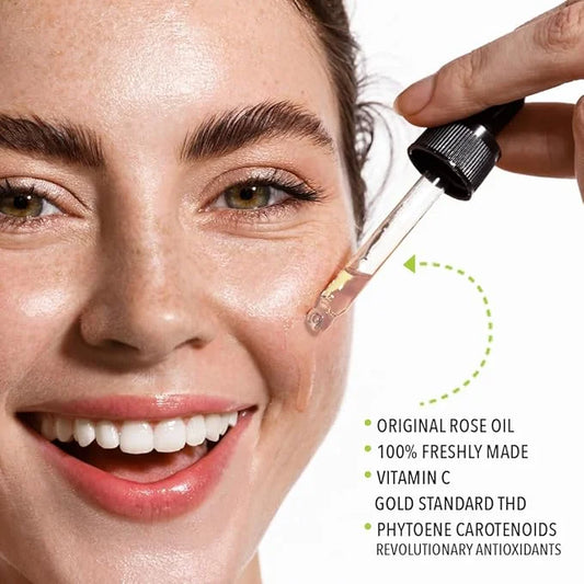 Squalane + Vitamin C Rose Oil | Enhanced with Carotenoids and Vitamin E | Freshly Made Face Oil | Hydrate & Firm | Small-B...