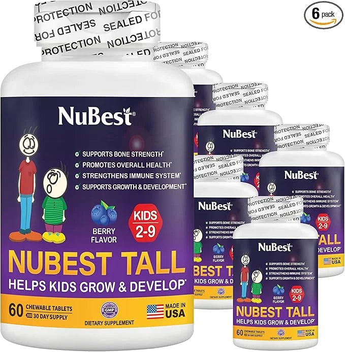 NuBest Tall Kids for Toddlers and 2 to 9 - 60 Chewable 6 Pack