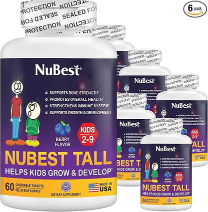 NuBest Tall Kids for Toddlers and 2 to 9 - 60 Chewable 6 Pack