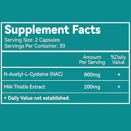 NAC Supplement N-Acetyl Cysteine 800mg, 200mg, Non-GMO, 60 Capsules