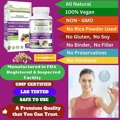 7 in 1 Elderberry with ZINC, 90 ct,