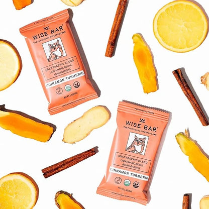 WISE BAR Adaptogen Mushroom Nutrition Bars with Reishi, Lions Mane & Ashwagandha, Organic Vegan & Gluten Free Snacks for N...