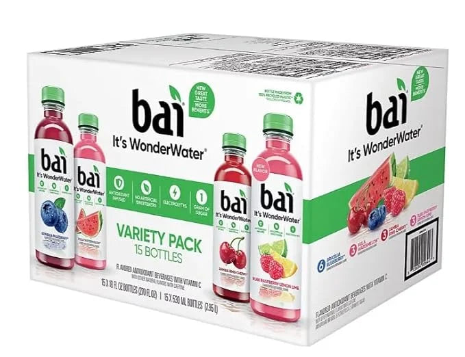 bai Antioxidant Caostal Beverages with Vitamin C Or E Variety Pack Of 15/18 Fl Ounce Net Wt 270 Fl Ounce - Product Image