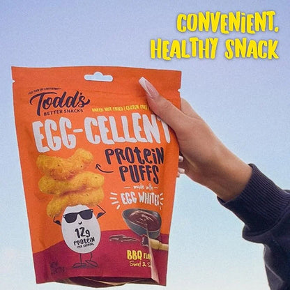 Todd's Better Snacks Egg-Cellent Protein Puffs, Sweet & Smoky BBQ, 1.2 Oz (Pack of 10), Made with Egg Whites, 12g Protein,...