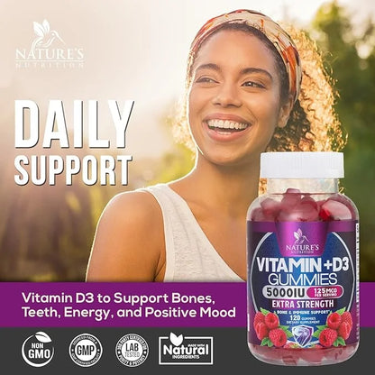 Vitamin D3 Gummies Extra Strength 5000 (125 mcg) 120 Gummies