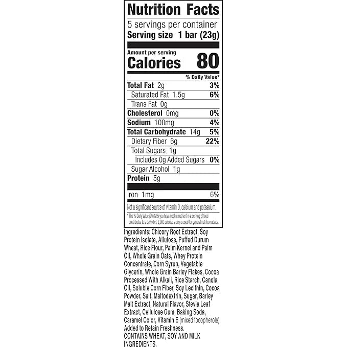 Fiber One 80 Calorie Chewy Bars, Chocolate, Snack Bars, 5 Ct, 4.1 oz - Product Image
