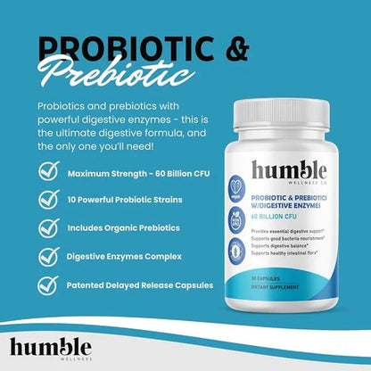 Organic Prebiotics + Probiotics Supplement 60 Billion