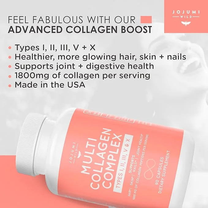 5-in-1 Multi Collagen Capsules (Type I, II, III, V + X) for Skin, Hair, Nails & Joint Health - Collagen Supplements for Wo...