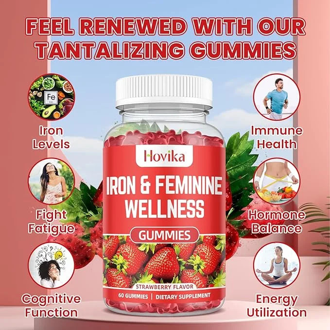 Iron for Women Gummies, 40mg Iron Supplement Anemia with multivitamin for Women, Zinc, Selenium, Iodine - for Iron Deficie...