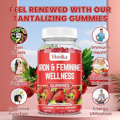 Iron for Women Gummies, 40mg Iron Supplement Anemia with multivitamin for Women, Zinc, Selenium, Iodine - for Iron Deficie...