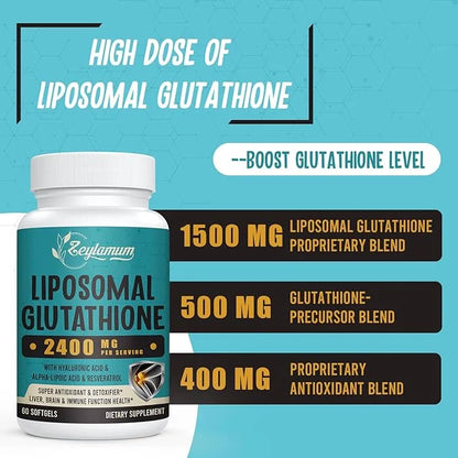 2400 MG Liposomal Glutathione Softgels, Max 600 Softgels
