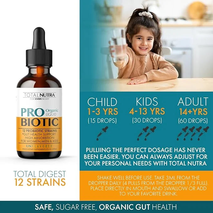 Liquid Probiotic for Women, Men, Kids, (4 Pack)