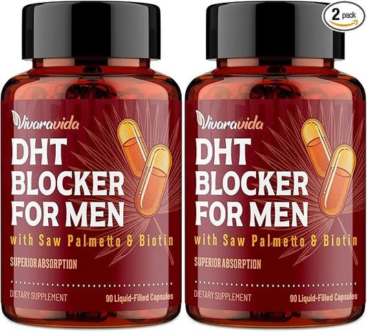 DHT Blocker for Men | Hair Growth Supplement with Saw Palmetto & Biotin - Hair Growth Vitamins - Hair Regrowth - Natural H...