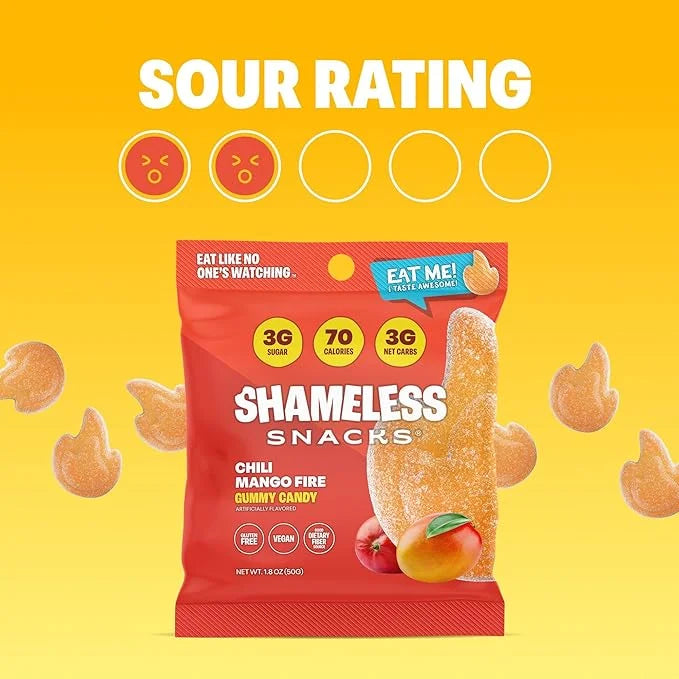 Shameless Snacks - Healthy Low Calorie Snacks, Low Carb Keto Gummies (Gluten Free Candy) - 6 Pack Chili Mango Fire - Produ...