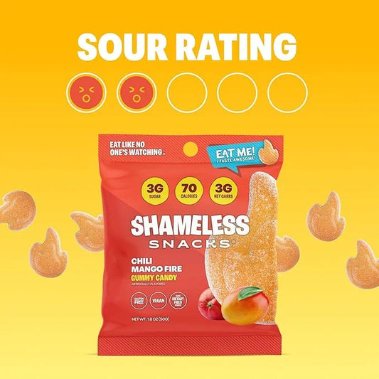 Shameless Snacks - Healthy Low Calorie Snacks, Low Carb Keto Gummies (Gluten Free Candy) - 6 Pack Chili Mango Fire - Produ...