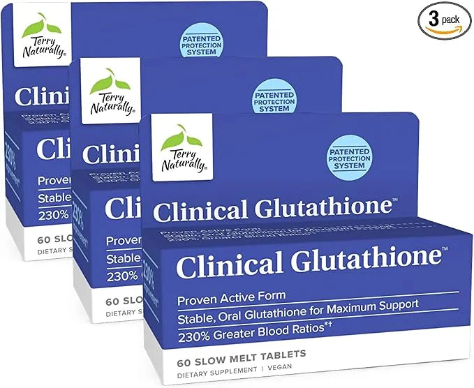 Terry Naturally Clinical Glutathione - 60 Slow Melt Tablets, Pack of 3 - Stable 300 mg L-Glutathione Supplement - Non-GMO,...
