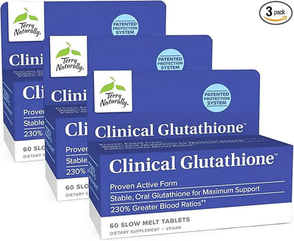 Terry Naturally Clinical Glutathione - 60 Slow Melt Tablets, Pack of 3 - Stable 300 mg L-Glutathione Supplement - Non-GMO,...