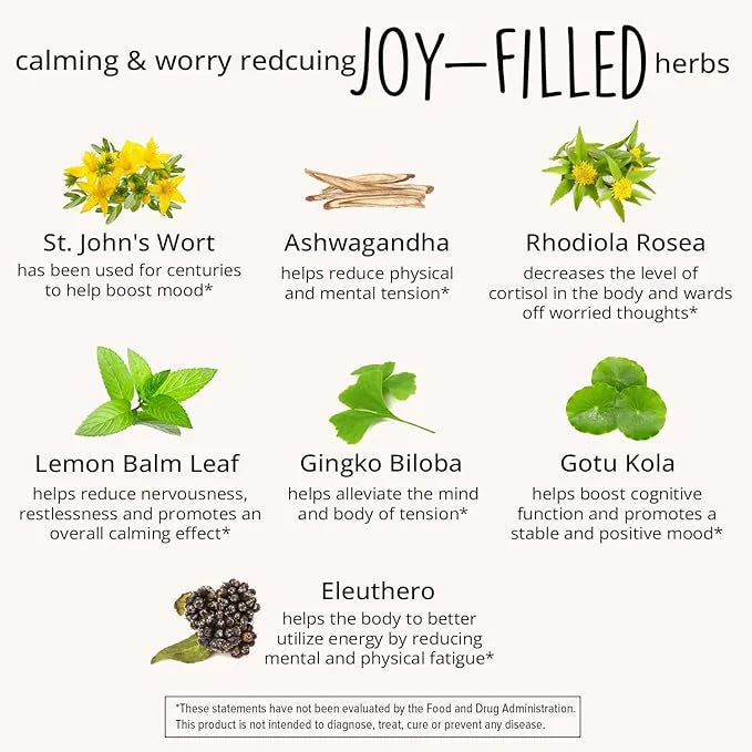 Joy-Filled Mood Support Supplement with St. 100% Plant-Based, 60 ct