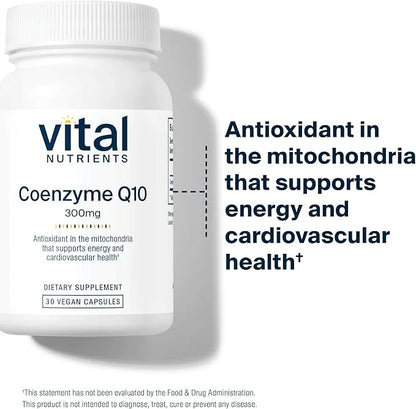 Vital Nutrients CoQ10 300mg Q10 to 30 Capsules